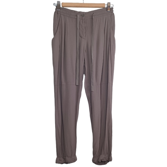 Wilfred Aritzia Rolled Hem Tie Waist Nutmeg Trousers - Picture 1 of 14
